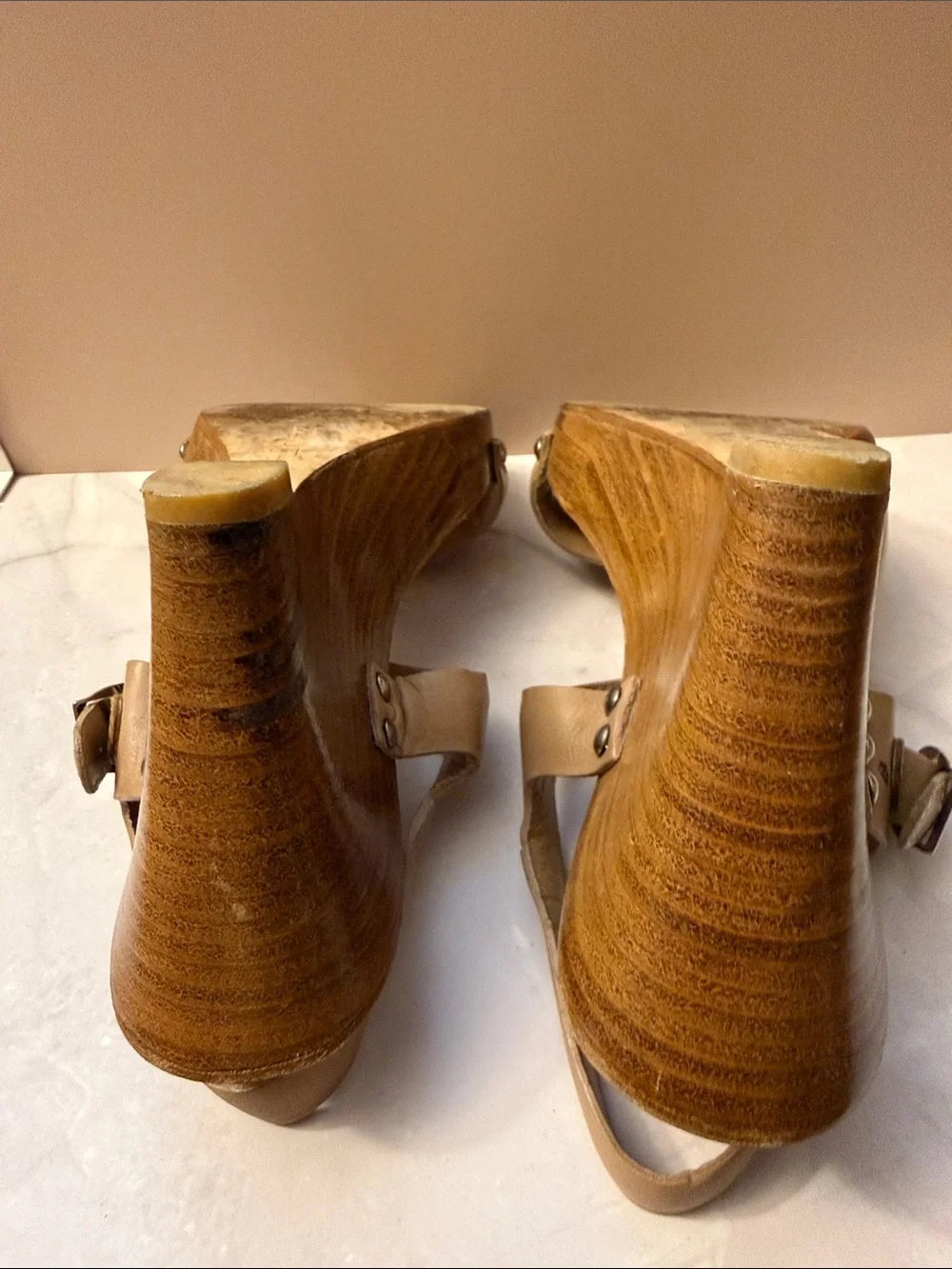 Salvatore Ferragamo Tan Leather Two‑Strap Slingback Sandals